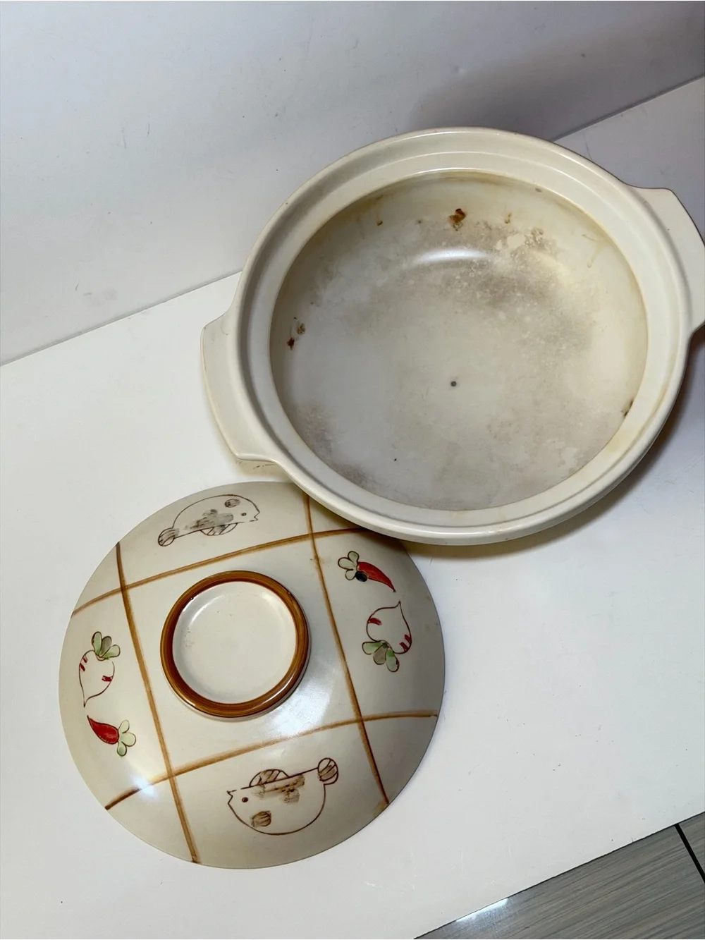Large 11” Vintage Ceramic Donabe Clay Hot Pot Bowl with Lid
